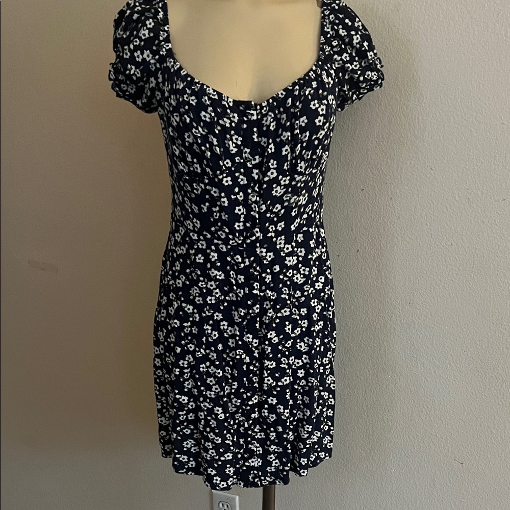 Aeropostale Black and White Puff Sleeve Mini Sundress